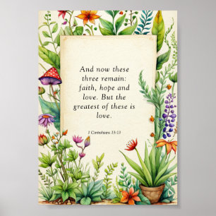 1 Corinthians 13:13 Christian Bible Verse Poster