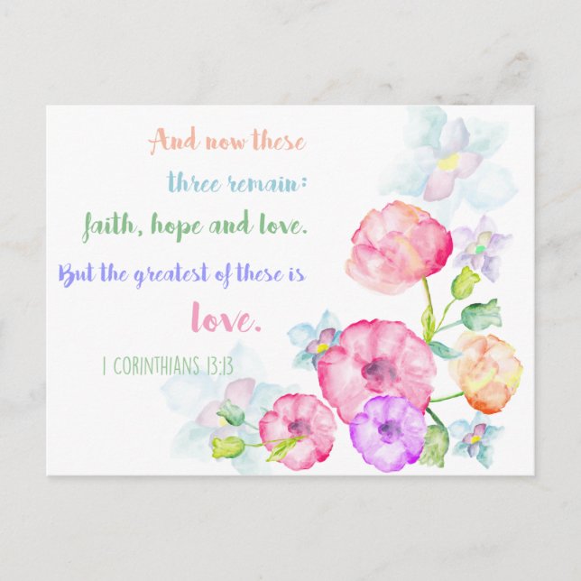 1 corinthians 13:13 Love Bible Verse Postcard (Front)