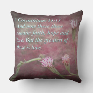 1 Corinthians 13:13 Pink Wild Flowers Throw Pillow