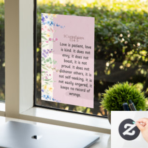 1 Corinthians 13:4-5 Bible Verse Image Window Cling