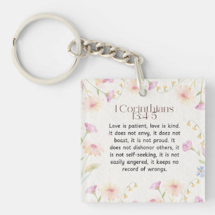 1 Corinthians 13:4-5 Christian Bible Verse Art  Keychain