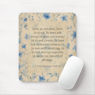 1 Corinthians 13:4–5 Love Is Patient Floral Mouse Pad