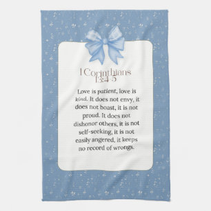 1 corinthians 13 4 5, love is patient love is kind kitchen towel