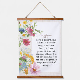 1 Corinthians 13:4-5 Soothing Watercolor Design Hanging Tapestry