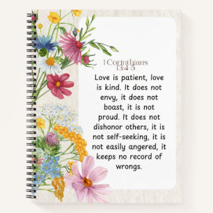 1 Corinthians 13:4-5 Soothing Watercolor Design Notebook