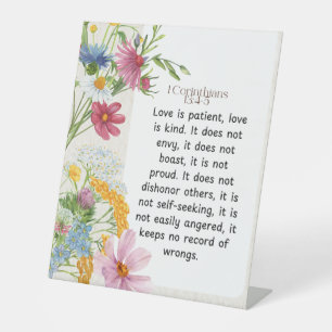 1 Corinthians 13:4-5 Soothing Watercolor Design Pedestal Sign