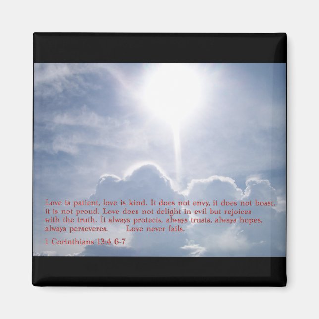 1 Corinthians 13:4 6-7  Clouds Magnet (Front)