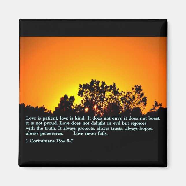 1 Corinthians 13:4 6-7  Sunset Magnet (Front)
