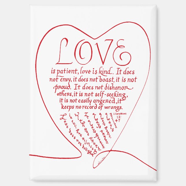 1 Corinthians 13 4 7 Calligraphy Bible Verse Magnet (Front)