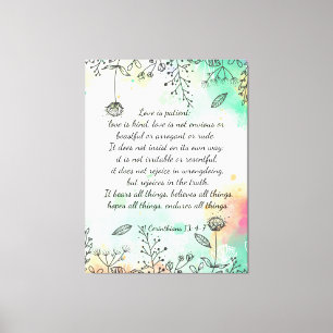 1 Corinthians 13: 4-7   Canvas Print