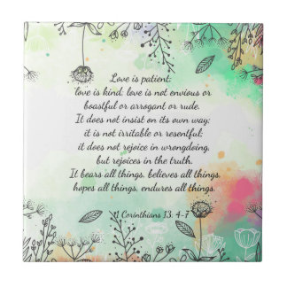 1 Corinthians 13: 4-7  Mouse Pad Square Paper Coas Tile