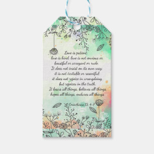 1 Corinthians 13: 4-7   Square Sticker Gift Tags
