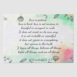1 Corinthians 13: 4-7   Tissue Paper