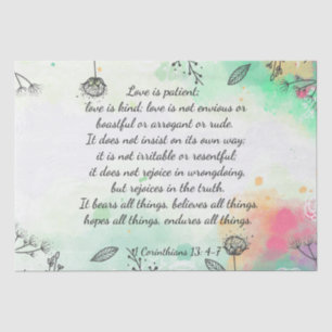 1 Corinthians 13: 4-7  Tissue Paper