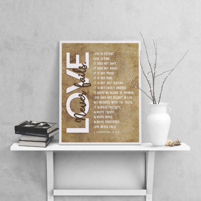 1 Corinthians 13:4-8 Bible Verse, Vintage Beige Poster (Creator Uploaded)