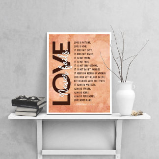 1 Corinthians 13:4-8 Bible Verse, Vintage Dotty Poster