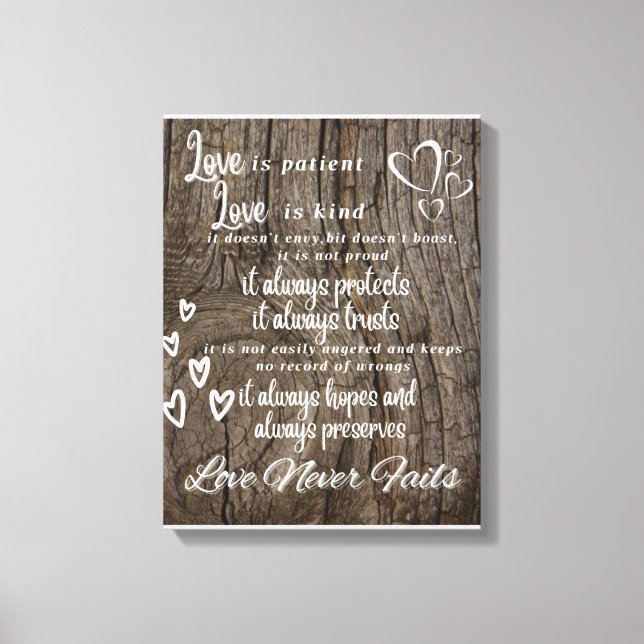 1 Corinthians 13:4-8 Canvas Wood Background (Front)