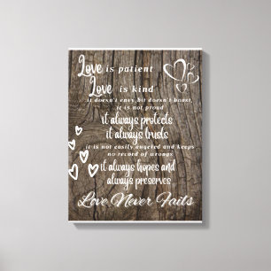 1 Corinthians 13:4-8 Canvas Wood Background Print