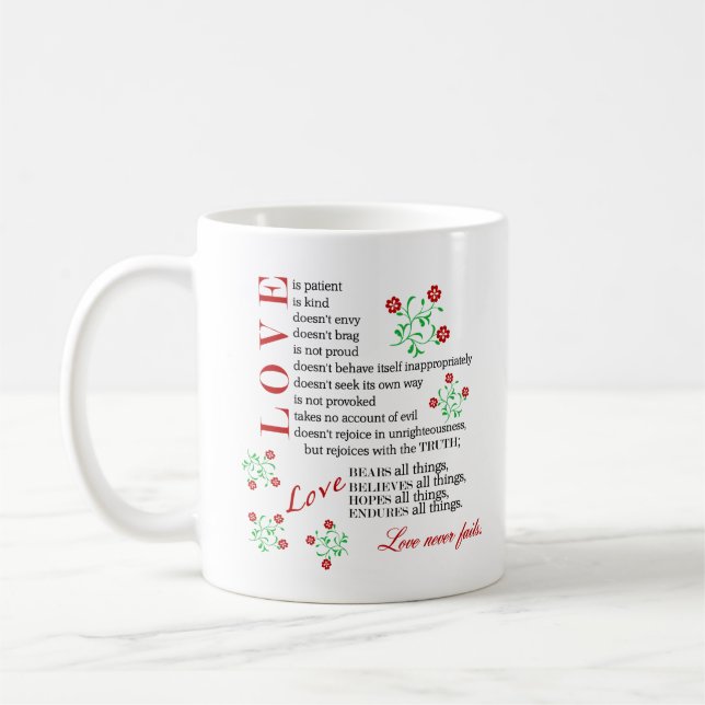 1 Corinthians 13 4-8 | Love Is Patient.... Coffee Mug (Left)