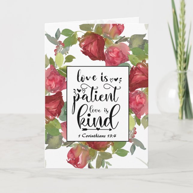 1 Corinthians 13:4-8 Love is Patient Love is Kind Card (Front)