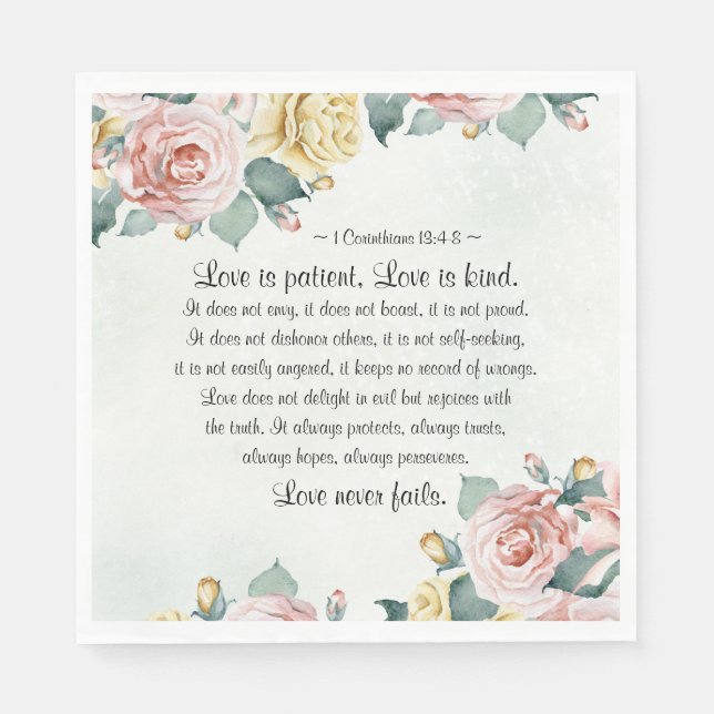 1 Corinthians 13:4-8 Love is Patient, Love is Kind Napkin (Front)