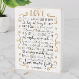 1 Corinthians 13:4-8 Love is patient, love is kind Wooden Box Sign