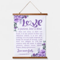 1 Corinthians 13:4-8 Love is Patient Purple Floral