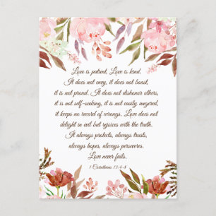 1 Corinthians 13:4-8 Love is Patient Wedding Postcard