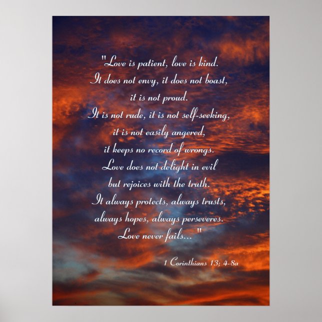 1 Corinthians 13; 4-8a - Inspirational Poster (Front)