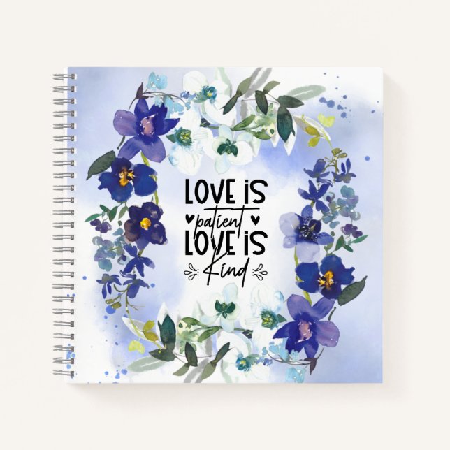 1 Corinthians 13:4 Love is Patient Bible Verse Notebook (Front)