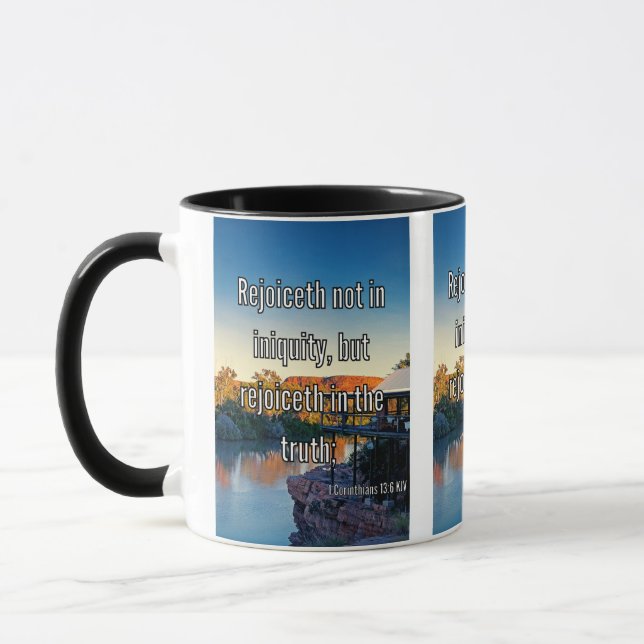1 Corinthians 13:6 Bible Scripture Pic Two-Tone Mug (Left)