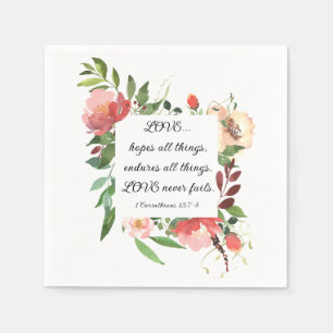 1 Corinthians 13:7-8 Love Never Fails Wedding Napkin