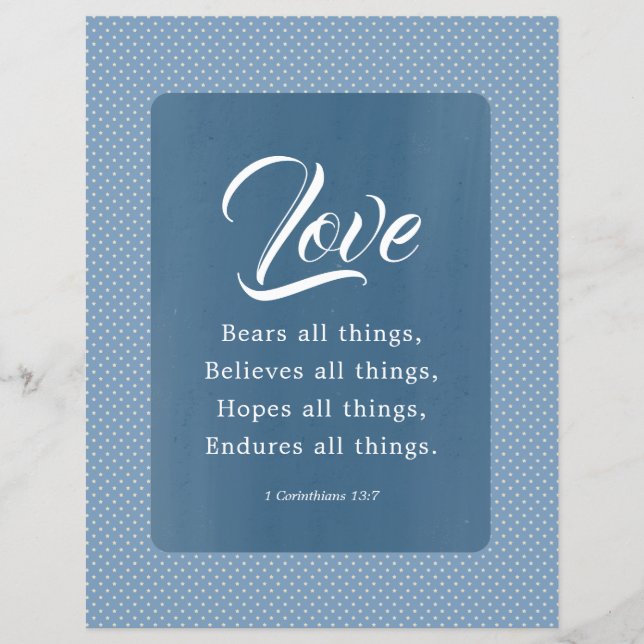 1 Corinthians 13:7 Love Bears All Things (Front)
