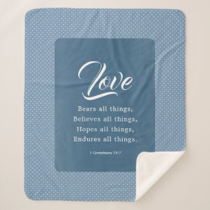 1 Corinthians 13:7 Love Bears All Things Sherpa Blanket