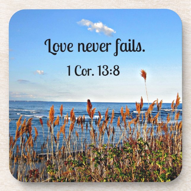 1 Corinthians 13:8 Love never fails. Coaster (Front)