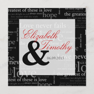 1 Corinthians 13 Black & White Wedding Invitation