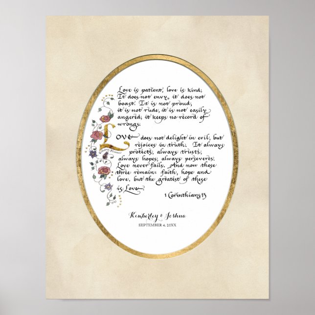 1 Corinthians 13, Love Chapter Christian Scripture Poster (Front)