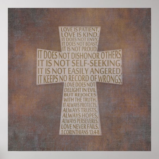 1 Corinthians 13 Love Chapter Cross Rustic Poster | Zazzle.ca