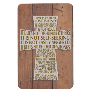 1 Corinthians 13 Love Chapter Cross Rustic Wood  Magnet