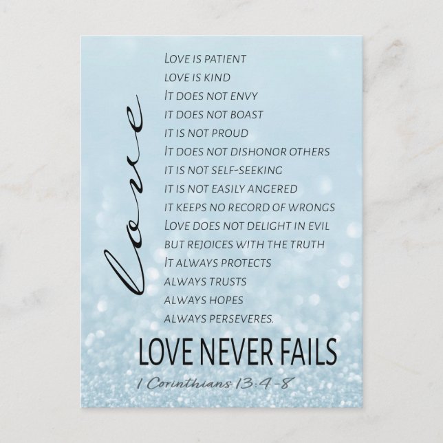 1 Corinthians 13 Love is Bible Verse Postcard (Front)