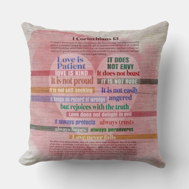 1 Corinthians 13 - Love Throw Pillow (Front)