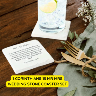 1 Corinthians 13 Mr Mrs [New Name] Wedding Stone Coaster