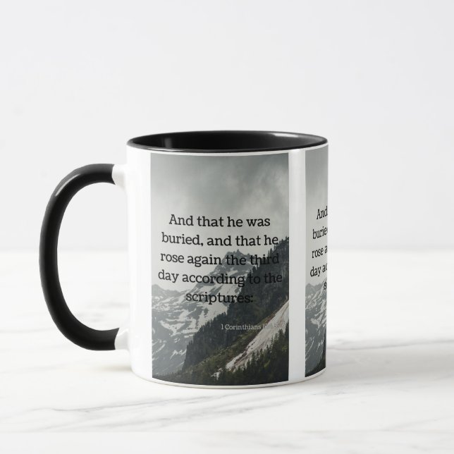 1 Corinthians 15:4 Bible Scripture Pic Two-Tone Mug (Left)