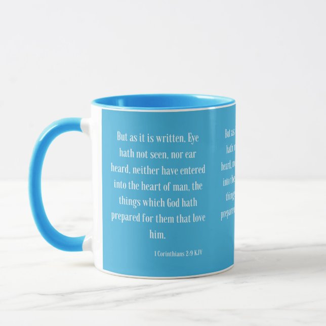 1 Corinthians 2:9 KJV Bible Scripture Two-Tone Mug (Left)