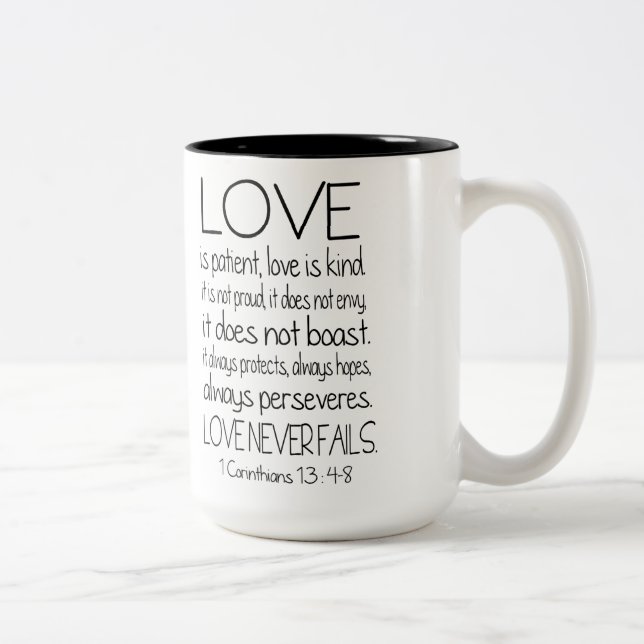 1 Corinthians Bible Verse Quote Love Two-Tone Coffee Mug (Right)