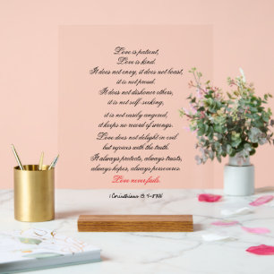 1 Corinthiens 13:4-8 (NIV) Symbole acrylique