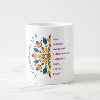 1 Corinthiens 13:4 Mandala Flower Jumbo Mug