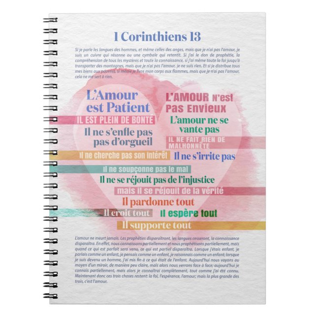 1 Corinthiens 13,  Hymne à l’Amour Notebook (Front)