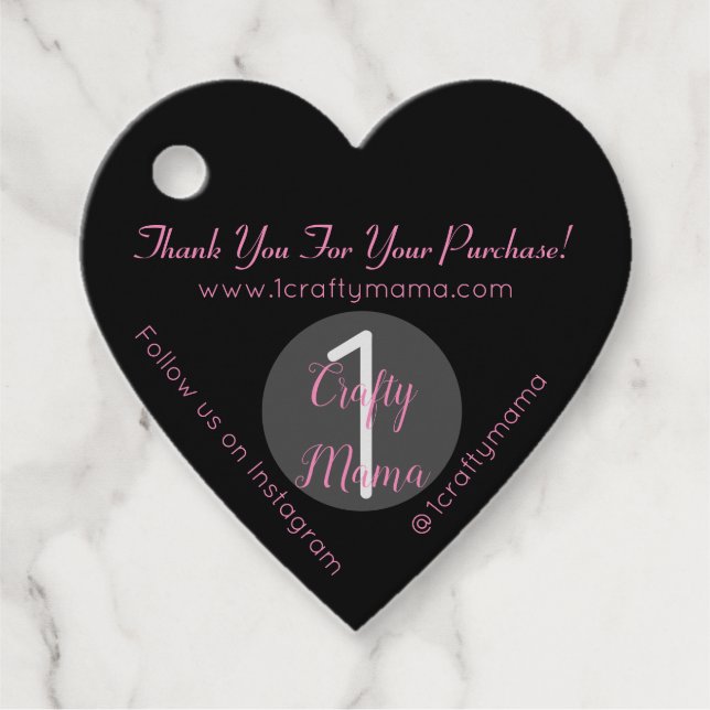 1 Crafty Mama Girly Thank You Heart Tag (Front)