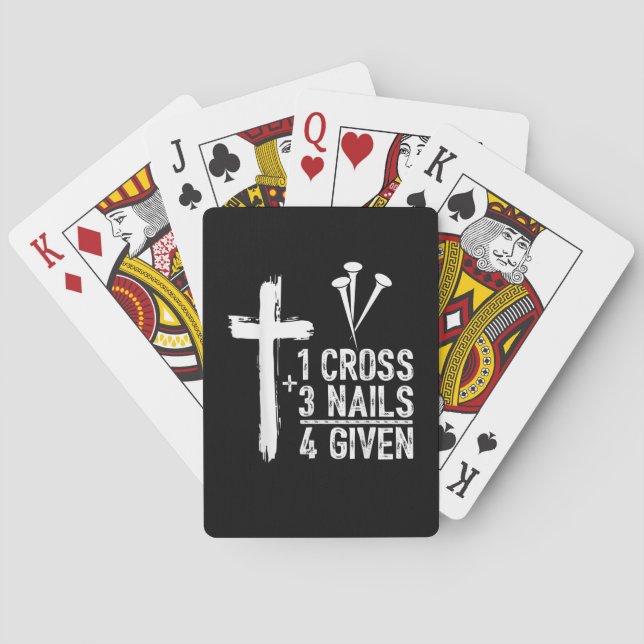 1 Cross 3 Nails Forgiven Jesus Christian Easter Gi Playing Cards (Back)